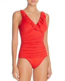 Lauren Ralph Lauren Beach Ruffled One Piece Swimsuit red at Bloomingdales