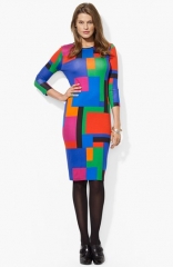 Lauren Ralph Lauren Colorblock Crewneck Dress at Nordstrom