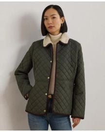 Lauren Ralph Lauren Corduroy Trim Quilted Coat at Macys