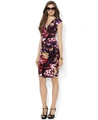 Lauren Ralph Lauren Dress Cap-Sleeve Ruched Printed A-Line - Dresses - Women - Macys at Macys