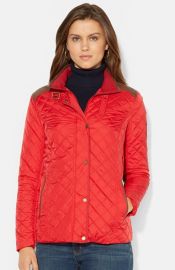 Lauren Ralph Lauren Faux Leather Trim Quilted Jacket at Nordstrom