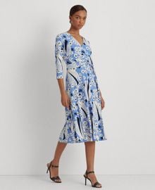 Lauren Ralph Lauren Floral Surplice Jersey Dress Reviews - Dresses - Women - Macys at Macys