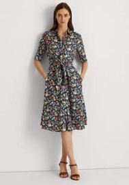 Lauren Ralph Lauren Floral Tie-Front Linen Dress  belk at Belk