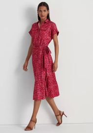 Lauren Ralph Lauren Geo Print Shantung Tie Waist Dress at Belk