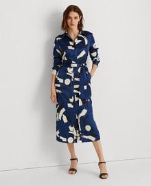 Lauren Ralph Lauren Geometric-Print Charmeuse Shirtdress - Macys at Macys