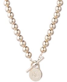 Lauren Ralph Lauren Gold-Tone Logo Beaded 17 Collar Necklace - Macys at Macys