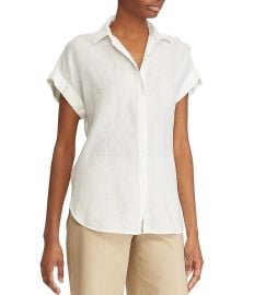 Lauren Ralph Lauren Linen Point Collar Short Dolman Sleeve Shirt at Dillards