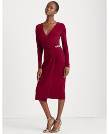 Lauren Ralph Lauren Matte Jersey Surplice Dress - Macys at Macys