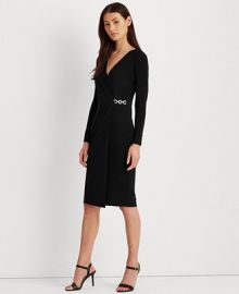 Lauren Ralph Lauren Matte Jersey Surplice Dress   Reviews - Dresses - Women - Macy s at Macys