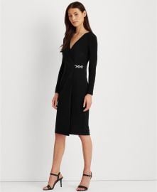 Lauren Ralph Lauren Matte Jersey Surplice Dress  Reviews - Dresses - Women - Macys at Macys