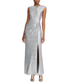 Lauren Ralph Lauren Metallic Sleeveless Side-Slit Gown   Reviews - Dresses - Women - Macy s at Macys