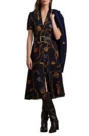 Lauren Ralph Lauren Nautical Print Belted Georgette Shirtdress at Nordstrom
