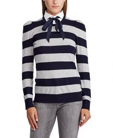 Lauren Ralph Lauren Petite Collared Cotton Sweater   Reviews - Sweaters - Petites - Macy s at Macys