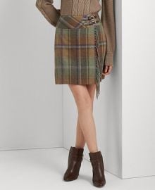 Lauren Ralph Lauren Plaid Fringe-Trim Tweed Mini Skirt - Macys at Macys