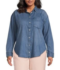 Lauren Ralph Lauren Plus Size Denim Twill Point Collar Long Sleeve Button-Front Shirt Dillardx27s at Dillards