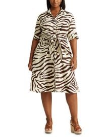 Lauren Ralph Lauren Plus-Size Print Linen Shirtdress - Macys at Macys