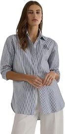 Lauren Ralph Lauren Relaxed Fit Striped Stretch Cotton Shirt at Amazon