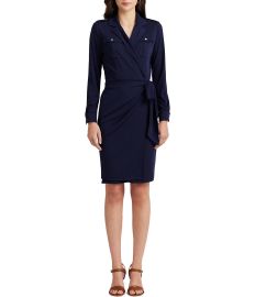 Lauren Ralph Lauren Stretch Jersey Notch Collar Long Sleeve Flap Pocket Wrap Dress Dillardx27s at Dillards