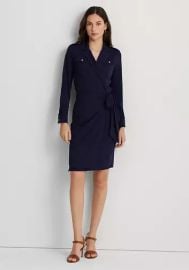 Lauren Ralph Lauren Stretch Jersey Wrap Dress in Refined Navy at Belk