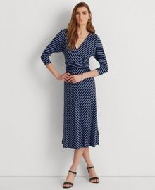 Lauren Ralph Lauren Striped Jersey Dress  Reviews - Dresses - Women - Macys at Macys