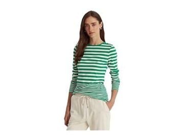 Lauren Ralph Lauren Striped Snap-Trim Long-Sleeve Top Size Medium eBay at eBay