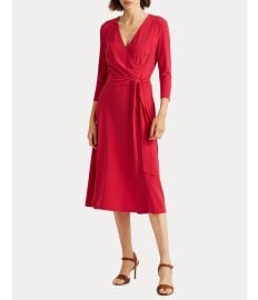 Lauren Ralph Lauren Surplice V-Neck 34 Sleeve Faux Wrap Midi Dress Dillardx27s at Dillards