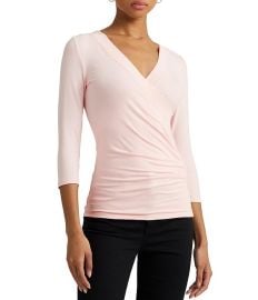 Lauren Ralph Lauren Surplice V-Neck Slim Knit Jersey Top Dillardx27s at Dillards