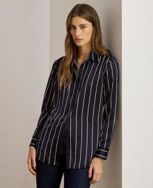 Lauren Ralph Lauren Women39s Striped Charmeuse Shirt - Macy39s at Macys