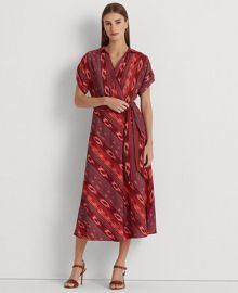 Lauren Ralph Lauren Womens A-Line Belted Crepe Dress - Macys at Macys