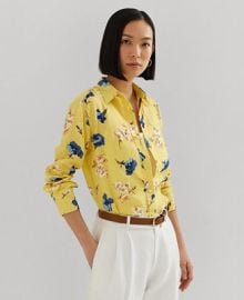 Lauren Ralph Lauren Womens Floral Roll-Tab Shirt Regular Petite - Macys at Macys