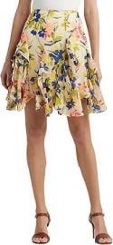 Lauren Ralph Lauren Womens Floral Ruffle-Trim Georgette Skirt at Amazon