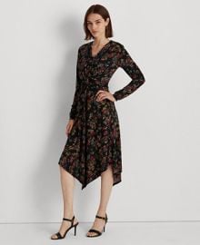 Lauren Ralph Lauren Womens Floral Surplice Jersey Dress - Macys at Macys