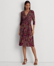 Lauren Ralph Lauren Womens Paisley Surplice Jersey Dress - Macys at Macys