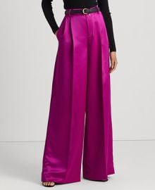 Lauren Ralph Lauren Womens Pleated Satin Wide-Leg Pants - Macys at Macys