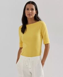 Lauren Ralph Lauren Womens Stretch Cotton Boatneck Top - Macys at Macys