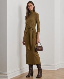 Lauren Ralph Lauren Womens Tie-Front Turtleneck Dress - Macys at Macys