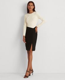 Lauren Ralph Lauren Womens Two-Tone Crepe Dress - Macys at Macys