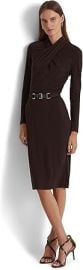 Lauren Ralph Lauren Womenx27s Belted Mockneck Jersey Dress at Womens Clothing store at Amazon