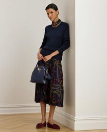 Lauren Ralph Lauren Womenx27s Belting-Print Pleated Midi Skirt - Macyx27s at Macys
