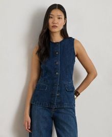 Lauren Ralph Lauren Womenx27s Denim Crewneck Sleeveless Shirt - Macyx27s at Macys