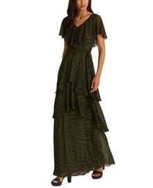 Lauren Ralph Lauren Zebra-Print Chiffon Gown  Reviews - Dresses - Women - Macys at Macys