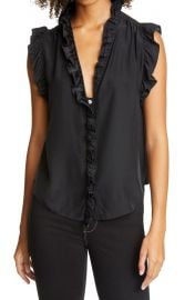 Lauren Ruffle Trim Silk Top at Nordstrom