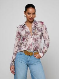 Laurent Blouse in Light Nectar Pink Small Multi Butterfly Jungle L39AGENCE at L'Agence