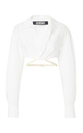 Laurier Tie-Detailed Cotton Cropped Shirt By Jacquemus at Moda Operandi