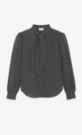 Lavallire-neck blouse in dotted silk satin Saint Laurent YSLcom at YSL