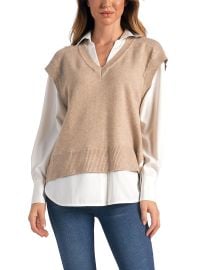 Layered Look Sweater Vest & Top at Bloomingdales