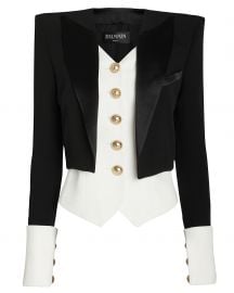 Layered Satin Crepe Tuxedo Blazer at Intermix