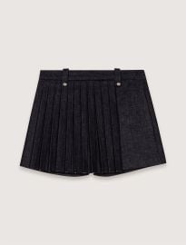 Layered-effect pleated denim shorts Black Gray For Women at Maje
