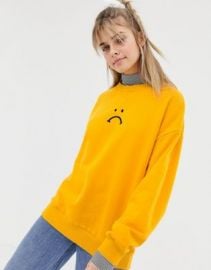 Lazy Oaf oversized sweatshirt with striped high neck detail   ASOS at Asos