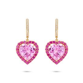 Le Cercle Heart Shaped Pink Sapphire Earrings Nadine Aysoy at Nadine Aysoy